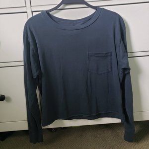 American Eagle Pocket Crop Blue/Gray Long Sleeve